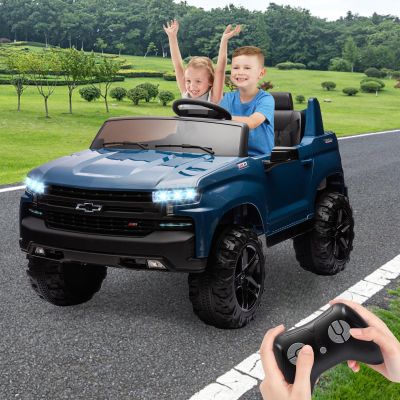 2-Seater Kids Ride On Car 24V, Licensed Chevrolet Silverado Electric Truck w/Parent Remote, Spring Suspension & Wireless Music, Outdoor Toy Vehicle for Ages 3-8
