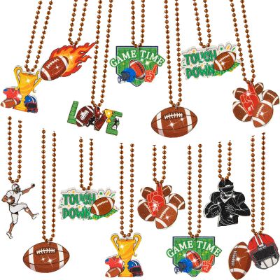 Ecally 30 Pcs Football Theme Party Favors Bead Necklaces Colorful Football for Club Party Favor Gifts Decorations Jewelry Supplies