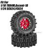 RCHuiWow 1.3 Beadlock rc Wheels and Tires for 1/18 TRX4M,Ascent-18,1/24 SCX24,FCX24,1.3" Beadlock Alloy Aluminium Rims w/Rings & All Terrain Tires,Red view 2