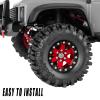 RCHuiWow 1.3 Beadlock rc Wheels and Tires for 1/18 TRX4M,Ascent-18,1/24 SCX24,FCX24,1.3" Beadlock Alloy Aluminium Rims w/Rings & All Terrain Tires,Red view 4