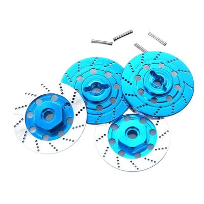 12mm Metal Wheel Hex Hub Adapter with Brake Disc Compatible with 1 10 Scale RC Cars Like TT01 TT02 94123 D4 and Similar Models(Blue)