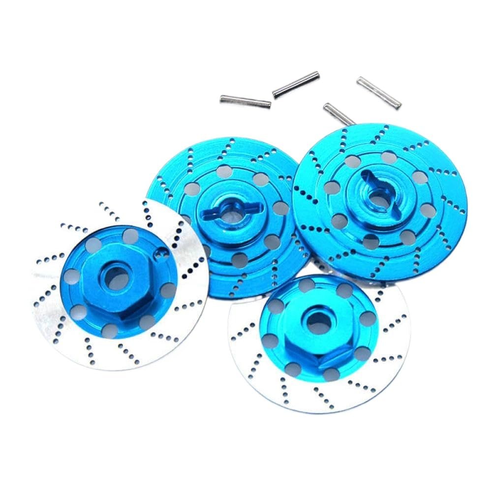 12mm Metal Wheel Hex Hub Adapter with Brake Disc Compatible with 1 10 Scale RC Cars Like TT01 TT02 94123 D4 and Similar Models(Blue)