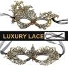 AMWYODK 2-piece set of Venice thickened lace masks, suitable for role-playing masquerade, Halloween and carnival. (Golden) view 3