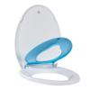 19 Inch Round Toilet Seat with Built-In Toddler Potty Training Seat  Soft Close, Non-Slip, Easy Install & Clean, Durable BPA-Free PP Material, Universal Fit for Standard Adult & Kids Toilets, Blue view 1