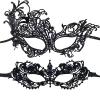 AMWYODK 2 pieces of Venice thickened lace masks, suitable for role-playing masquerade, Halloween and carnival occasions. (black) view 1