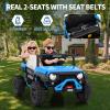 24V Ride on Car for Big Kids, 2 Seater Ride on Toy, Kids Electric Vehicles with Remote Control, Spring Suspension, Front & Behind LED Lights, Dual Storage, 3 Speeds, Music, Smooth Start, Blue view 4