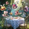 20 Pcs Spring Tea Party Decoration Top Hat Cards Hanging Banner Tea Party Backdrop Wonderland Floral Hat Garland Decor Fairytale Theme Background for Birthday Baby Shower Spring Garden Party Supplies view 1