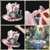 20 Pcs Spring Tea Party Decoration Top Hat Cards Hanging Banner Tea Party Backdrop Wonderland Floral Hat Garland Decor Fairytale Theme Background for Birthday Baby Shower Spring Garden Party Supplies view 4