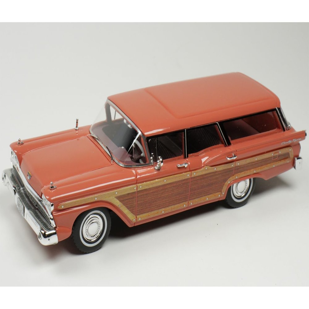 1959 Country Squire Rose with Woodgrain Sides and Green Interior Limited Edition to 200 Pieces Worldwide 1/43 Model Car by Goldvarg Collection GC-091B