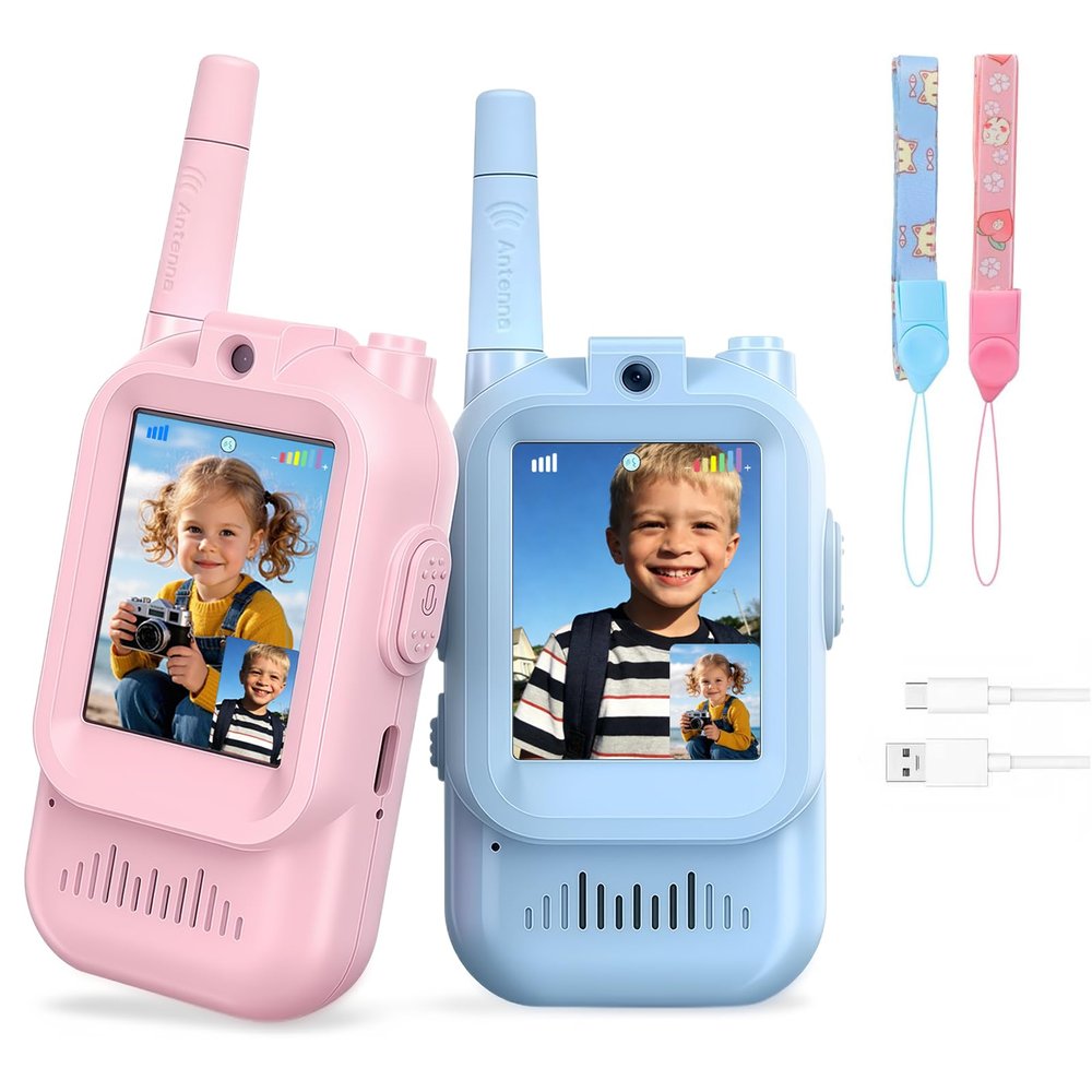 CHEDADANG Walkie Talkies for Kids with Camera Video Walkie Talkie 2 Pack Rechargeable Long Range Kids Toys for Camping Hiking Travel Gifts for Boys & Girls Ages 310
