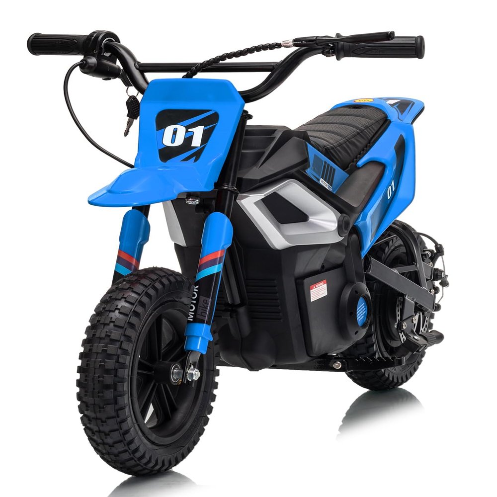 24V 350w Kids Electric Dirt Bike, 13.67 MPH Ride-on Motorcycle with Rear Suspension, Twist Grip Throttle & Leather Seat, 12 Mile Range for Off-Road Adventure