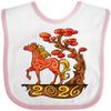 inktastic 2026 Year Of the Horse- Happy New Year's Baby Bib White and Pink 47a69 view 1