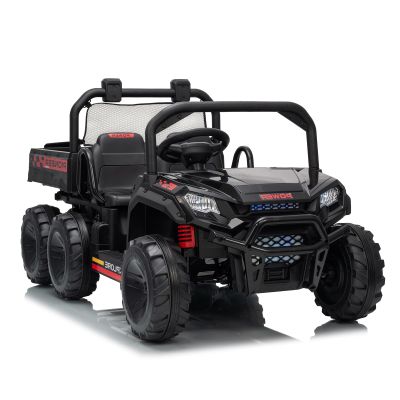 24V Electric Ride-on Dump Truck for Kids, 4WD Ride-On Car for Kids, 2-Seater UTV with Remote Control, Off-Road Electric Vehicle for Boys & Girls Outdoor Play