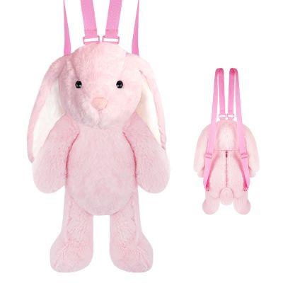 15.7" Cute Bunny Stuffed Toddler Backpack for Kids - 3D Rabbit Stuffed Animal Daypack, Soft Huggable Toy Adjustable Shoulder Bag for Girls & Boys Aged 2-7 Birthday & Holiday Gift (Baby Bunny)