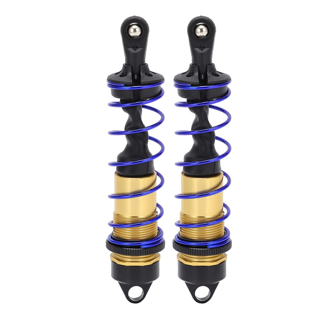 2Pcs Aluminum Alloy Shocks Absorber, Front Rear RC Shocks Absorber, High Performance Dampers Suspension for 1/8 Remote Control Car, Strong Shock Absorption with Durable Metal Const (Gold)