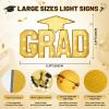 FunHot Marquee Light Up Letters, 3.4 FT Large Grad Light Up Letters, Gold Grad Marquee Letter with Lights Mosaic Frame Letter Pre-Cut Cardboard Hat for Anniversary Graduation Decorations Class of 2026 view 3