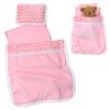 3Pcs Baby Doll Accessories Dolls Bedding Kit Playset Soft Pink Polka Dot Baby Doll Blanket Mattress Pillow Fits 8-12 Inches Dolls for Girls Dollhouse Gifts Bedding Accessories view 1