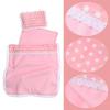 3Pcs Baby Doll Accessories Dolls Bedding Kit Playset Soft Pink Polka Dot Baby Doll Blanket Mattress Pillow Fits 8-12 Inches Dolls for Girls Dollhouse Gifts Bedding Accessories view 3