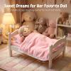3Pcs Baby Doll Accessories Dolls Bedding Kit Playset Soft Pink Polka Dot Baby Doll Blanket Mattress Pillow Fits 8-12 Inches Dolls for Girls Dollhouse Gifts Bedding Accessories view 4