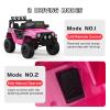 12V Kids Electric Ride-on Truck, Electric Vehicles Car Ride on Toy with Parent Remote Control, LED Lights, Seat Belt, Music Player, Spring Suspension, AUX Port  Ideal Gift for Toddlers, Rose Red view 3