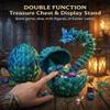 3D Printed Dragon Toy  Poseable Blue-Green Dragon in Egg, Reusable Treasure Chest. Hatchable Fidget Gift for Kids 3-12, Fantasy Collectors (Blue-Green) view 3
