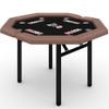 LuyFuitre 48" Folding Poker Table with 8 Players, Protable Folding Game Table Padded Rails  Stainless Steel Cup Holders  Collapsible Metal Legs, Octagon Casino Table for Texas Holdem Games - Brown view 1