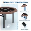 LuyFuitre 48" Folding Poker Table with 8 Players, Protable Folding Game Table Padded Rails  Stainless Steel Cup Holders  Collapsible Metal Legs, Octagon Casino Table for Texas Holdem Games - Brown view 4