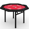 LuyFuitre 48" Folding Poker Table with 8 Players, Protable Folding Game Table Padded Rails  Stainless Steel Cup Holders  Collapsible Metal Legs, Octagon Casino Table for Texas Holdem Games - Red view 1