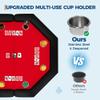 LuyFuitre 48" Folding Poker Table with 8 Players, Protable Folding Game Table Padded Rails  Stainless Steel Cup Holders  Collapsible Metal Legs, Octagon Casino Table for Texas Holdem Games - Red view 4