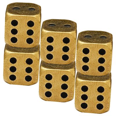 HOODANCOS 6Pcs Vintage Brass Dice Set Solid Rounded Corner Small Bar Dice Game Accessories for Board Gaming and Party Entertainment