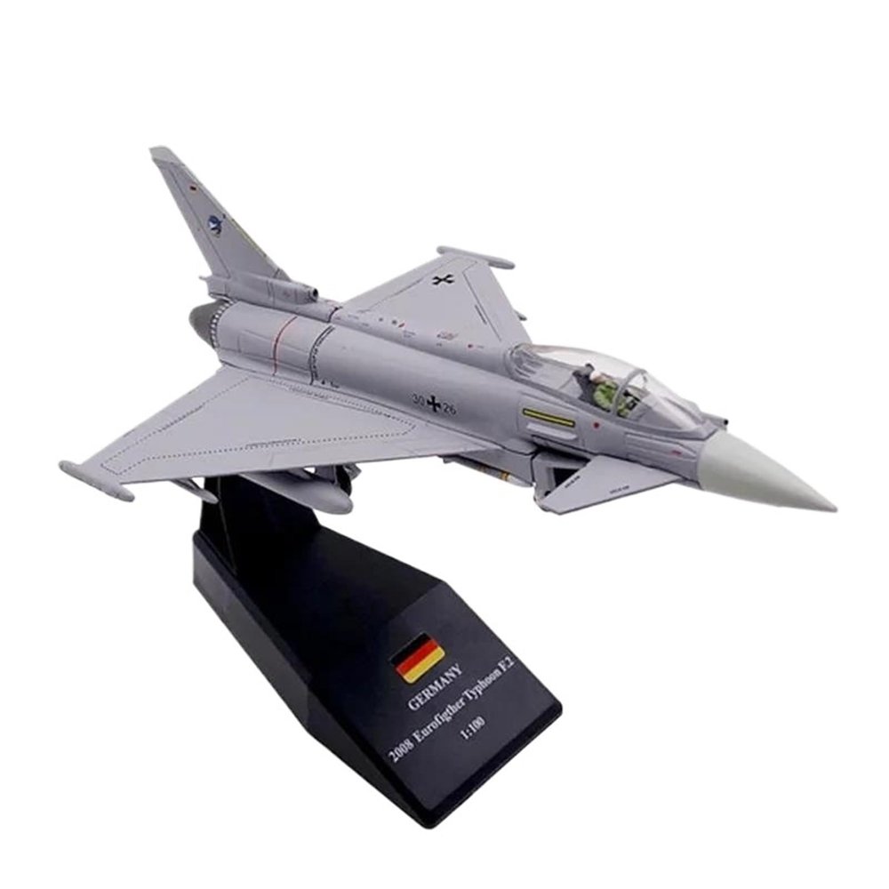 Flying Airplane Model EF2000 1/100 Scale Eurofighter Typhoon Fighter Plane Metal Fighter Military Model Diecast Plane Model for Collection Aviation Airbus