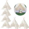 6 PCS Teepee Tent for Kids,Washable Tapered Kids Teepee Tent,Bohemian Teepee Tents,White Collapsible Sleepover Tents,for Boys and Girls Sleepover Pajamas Party Birthday SPA view 1