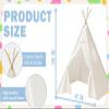 6 PCS Teepee Tent for Kids,Washable Tapered Kids Teepee Tent,Bohemian Teepee Tents,White Collapsible Sleepover Tents,for Boys and Girls Sleepover Pajamas Party Birthday SPA view 2