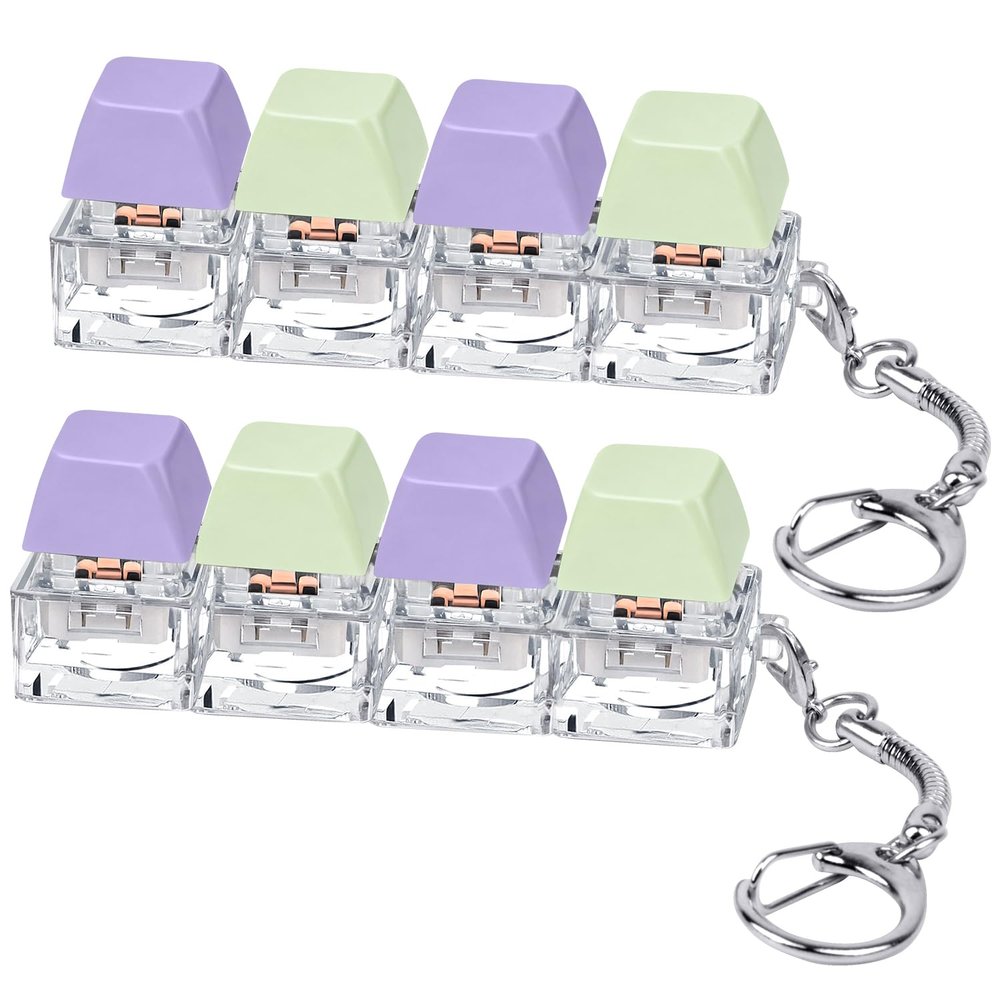 Axlksia 2 Pack Creamy Keyboard Fidget Toy, Fidget Clicker Keyboard Fidget Keychain, Button Fidget Gifts for Adults to Relieve Stress and Pass Time (4-in-1 J)