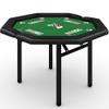 LuyFuitre 48" Folding Poker Table with 8 Players, Protable Folding Game Table Padded Rails  Stainless Steel Cup Holders  Collapsible Metal Legs, Octagon Casino Table for Texas Holdem Games - Green view 1