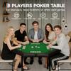 LuyFuitre 48" Folding Poker Table with 8 Players, Protable Folding Game Table Padded Rails  Stainless Steel Cup Holders  Collapsible Metal Legs, Octagon Casino Table for Texas Holdem Games - Green view 2