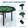 LuyFuitre 48" Folding Poker Table with 8 Players, Protable Folding Game Table Padded Rails  Stainless Steel Cup Holders  Collapsible Metal Legs, Octagon Casino Table for Texas Holdem Games - Green view 4