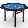 LuyFuitre 48" Folding Poker Table with 8 Players, Protable Folding Game Table Padded Rails  Stainless Steel Cup Holders  Collapsible Metal Legs, Octagon Casino Table for Texas Holdem Games - Blue view 1