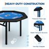 LuyFuitre 48" Folding Poker Table with 8 Players, Protable Folding Game Table Padded Rails  Stainless Steel Cup Holders  Collapsible Metal Legs, Octagon Casino Table for Texas Holdem Games - Blue view 4