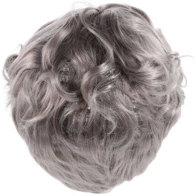 HOODANCOS Grey Short Grandma Wig for Women, Old Lady Cosplay and Stage Performance Prop, Gray White Costume Accessory for Halloween and Dress-Up