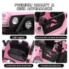 12V Kids Electric Ride-on Truck, Electric Vehicles Car Ride on Toy with Parent Remote Control, LED Lights, Seat Belt, Music Player, Spring Suspension, AUX Port  Ideal Gift for Toddlers, Pink view 2