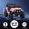 12V Kids Electric Ride-on Truck, Electric Vehicles Car Ride on Toy with Parent Remote Control, LED Lights, Seat Belt, Music Player, Spring Suspension, AUX Port  Ideal Gift for Toddlers, Pink view 3