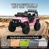 12V Kids Electric Ride-on Truck, Electric Vehicles Car Ride on Toy with Parent Remote Control, LED Lights, Seat Belt, Music Player, Spring Suspension, AUX Port  Ideal Gift for Toddlers, Pink view 4