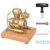 Steam Engine Model Kit That Works, 1.6cc Mini Vertical OHV 4-Stroke Gasoline Engine, Retro Brass Motorcycle Engine Replica with Wooden Base for Physics Science Experiment Demonstration view 2