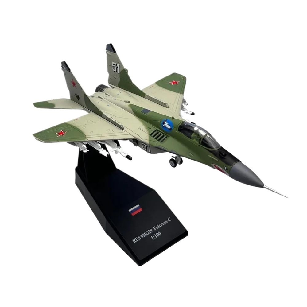 Flying Airplane Model Russian MIG-29 Mig29 1/100 Scale Fulcrum C Fighter Diecast Metal Plane Aircraft Model for Collection Gift Or Toy Aviation Airbus(Mig29 Russian)