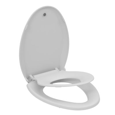 19 Inch Round Toilet Seat with Built-In Toddler Potty Training Seat Soft Close, Non-Slip, Easy Install & Clean, Durable BPA-Free PP Material, Universal Fit for Standard Adult & Kids Toilets, White
