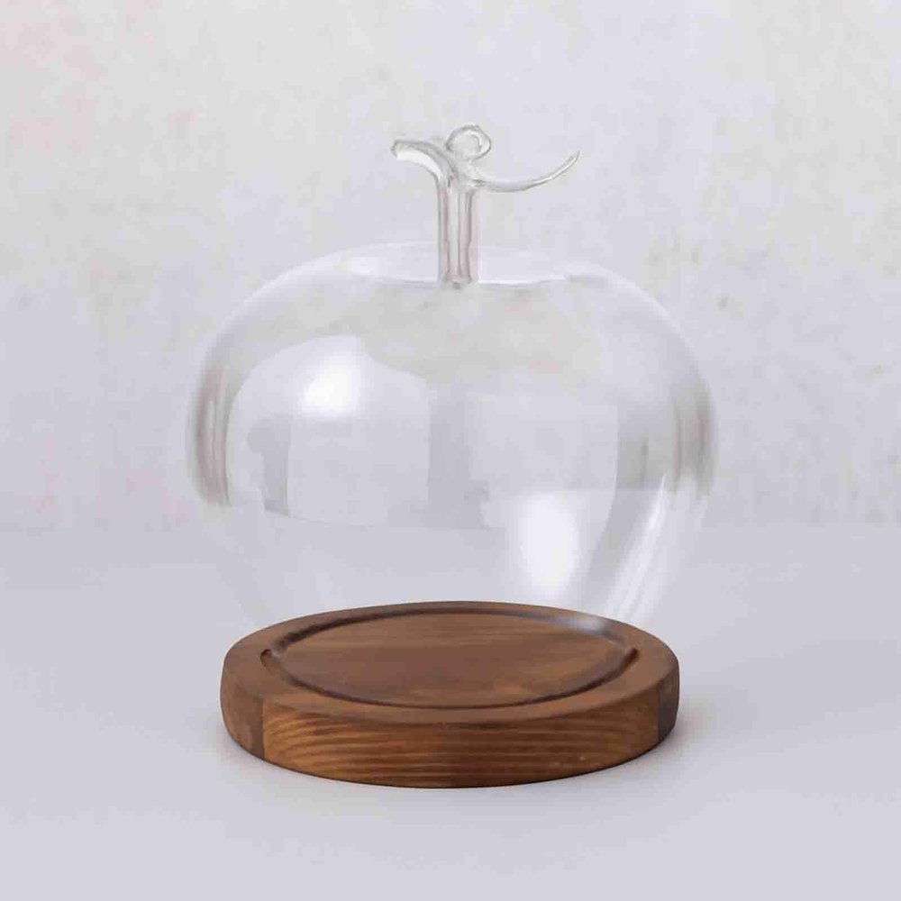 2026 New Glass Apples Case Decorative LED-Style Display Cloche for Romantic Home Dcor, Valentines Day Table Accents, Cozy Collectible Showcases and Aesthetic Room Styling (Burnt)
