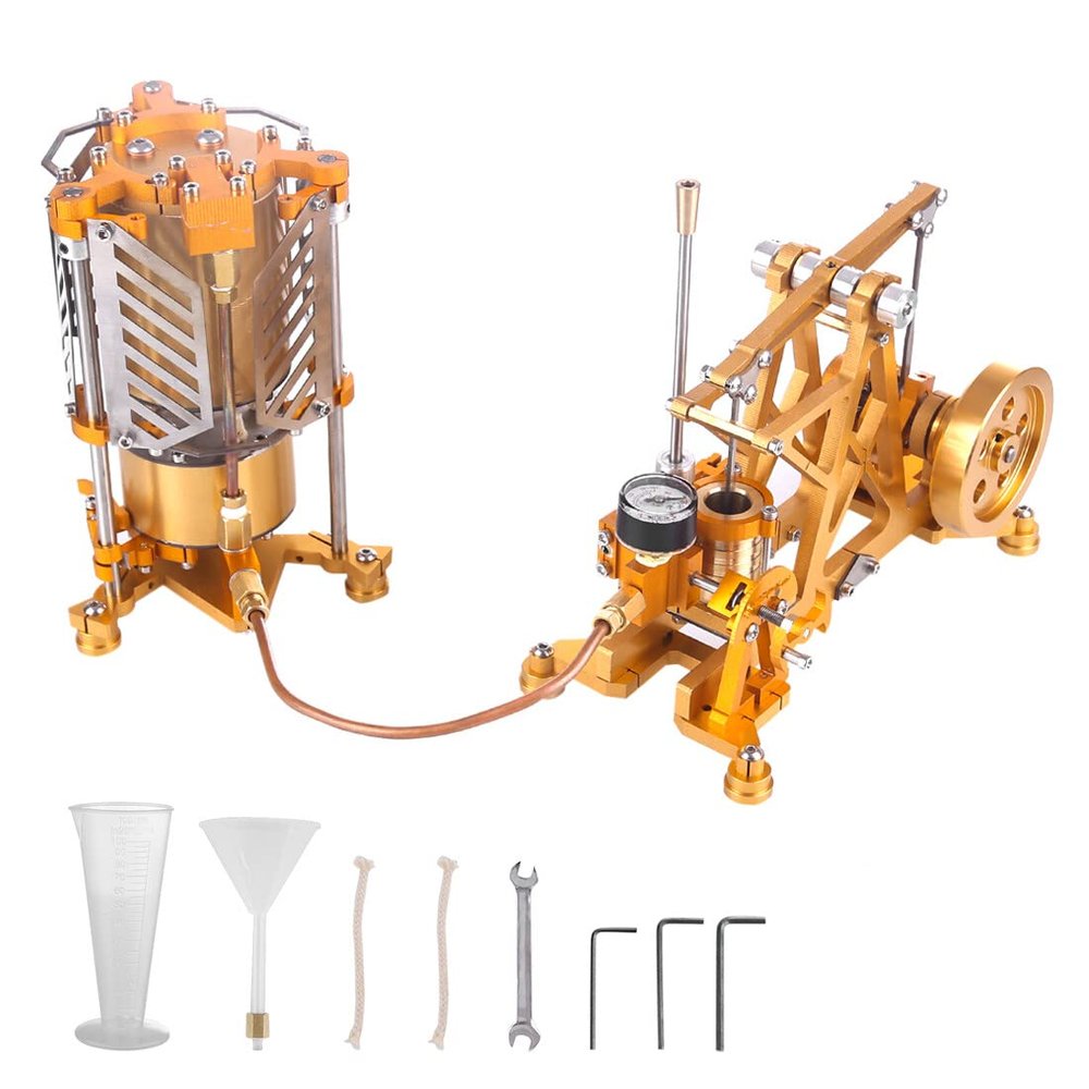 Steam Engine Model Kit That Works, Retro Watt Steam Pump Engine with Boiler Generator & Simulated Steam Mist for Physics Science Experiment Demonstration
