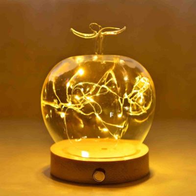 2026 New Glass Apples Case Decorative LED-Style Display Cloche for Romantic Home Dcor, Valentines Day Table Accents, Cozy Collectible Showcases and Aesthetic Room Styling (Natural Light)