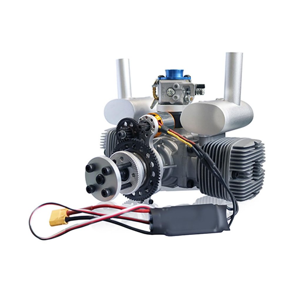 Steam Engine Model Kit That Works, NGH GTT70-E 70cc 7.3HP Twin-Cylinder 2-Stroke Low-NoiseGasoline Engine with Electric Starter for Large Fixed-Wing RC Airplanes & Heavy-Lift Drones